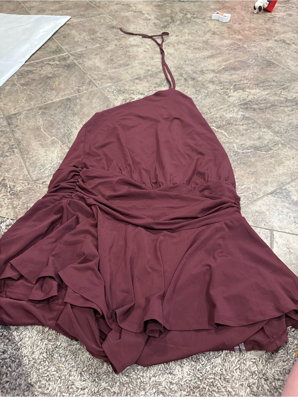 🍐Women's Burgundy Halter Ruffle romper